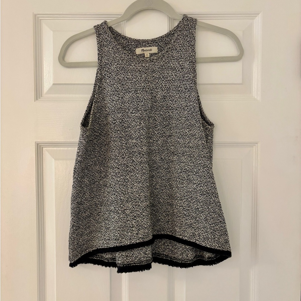 Madewell Sleeveless Sweater Top with fun fringe detail